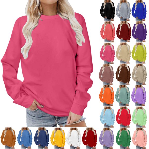 Ndbuld Womens Tops Long Sleeve Shirts Casual Fall Tops Lightweight Pullover C Pink S