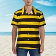 thumbnail image 4 of Fotbe Bee Stripe Hawaiian Shirt For Men Unisex Summer Beach Casual Short Sleeve Cotton Linen Button Down Shirts-3x-Large, 4 of 9