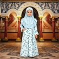 thumbnail image 2 of Gelikeya Kids Girls Abaya Long Sleeve Hijab Chiffon Dress Dubai Kaftan with Pockets Arabic Prayer Dress Z02 Blue, 5-6 Years, 2 of 8