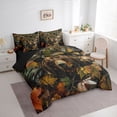 thumbnail image 2 of Castle Fairy Autumn Bear 7-Piece Twin Bedding for Teens,Jungle Animal Bedding Comforter Set,Brown Orange Gray,Black Reversible, 2 of 7