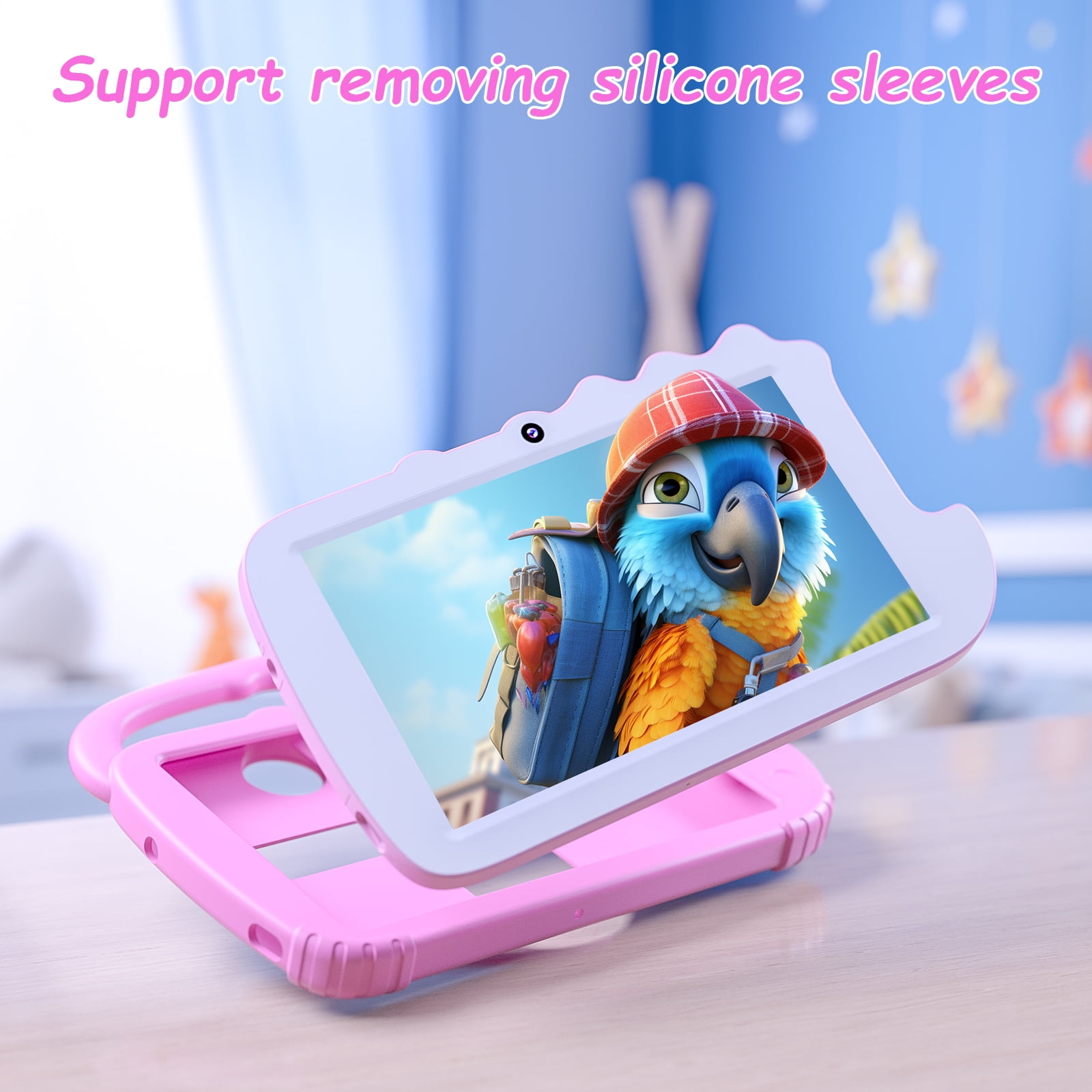 2024 Kids 7 inch Tablets,  Android 12 Tablet for Kids, 4GB+32GB ROM+1TB Expand PINK