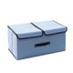 thumbnail image 3 of Caja de almacenamiento de lino y algodón con tapa doble, plegable, de tela, para guardar ropa interior en el dormitorio, de tamaño mediano, color azul, 3 of 12