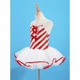 thumbnail image 3 of MSemis Kids Girls Christmas Candy Cane Tutu Dance Dress Santa Bowknot Ballet Leotard Dress Red 14, 3 of 6