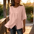 thumbnail image 5 of TGSLY Women's Side Tie Tops Lightweight Soft Side Button Solid Color T-Shirt Dressy Casual Crew Neck 3/4 Dolman Sleeve Blouses XL, 5 of 8