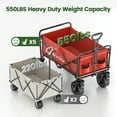 thumbnail image 3 of GVDV Collapsible Folding Wagon, 550LBS Large Heavy Duty Utility Cart with All-Terrain Wheels and Adjustable Handles for Shopping, Camping, Sports, Outdoor, Beach, Red, 3 of 9