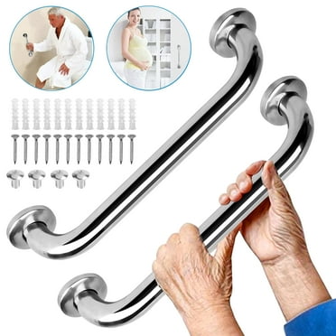 2pcs Shower Grab Bar, EEEkit 12in Stainless Steel Bathroom Grab Bar, Shower Handle, Safety Hand Rail Support, Bathroom Balance Grip Bar, Senior Assist Bath Handle for Handicap Elderly Injury Pregnant