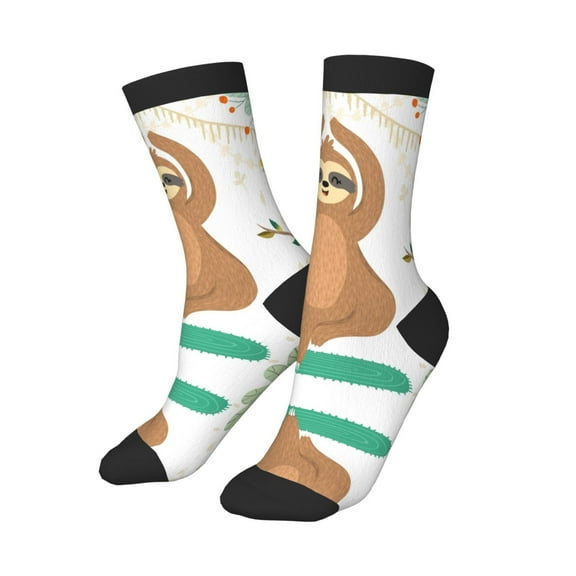 Kids Girls Boys Socks - Cute Sloth In Yoga Pose Tree Comfort Breathable Crew Socks for Boys Girls Kids, Soft Athletic Running Socks for Boys Socks 6-10 Years Old