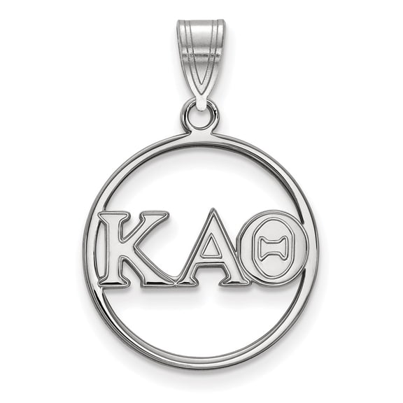 925 Sterling Silver Rh-plated LogoArt Kappa Alpha Theta Medium Circle Pendant; for Adults and Teens; for Women and Men