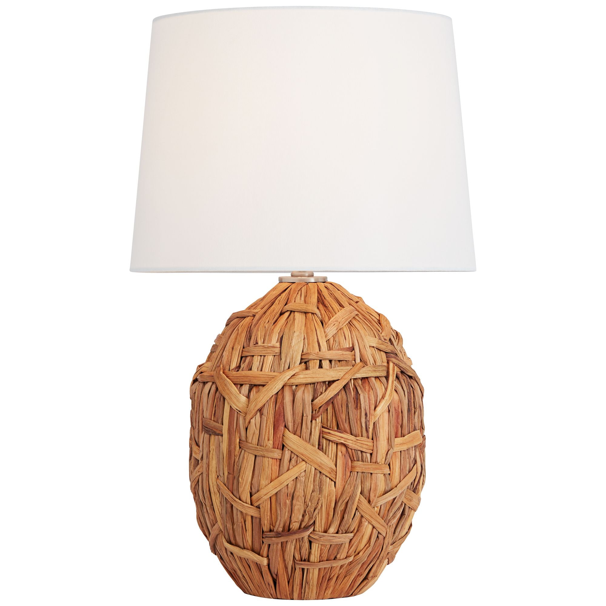 360 Lighting Nantucket Modern Coastal Table Lamp 26" High Natural Woven Seagrass White Drum Shade for Bedroom Living Room House Bedside Nightstand