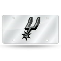 San Antonio Spurs Deluxe Mirrored Laser Cut License Plate