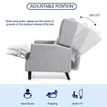 thumbnail image 5 of Subrtex Push Back Recliner Chair, Modern Upholstered Manual Wing Chair with Extending Footrest Linen Fabric Recliner Chair (1 PC, Gray), 5 of 6