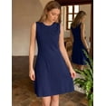 thumbnail image 5 of Merokeety Womens Summer Dresses Crew Neck 3D Floral Knitted Mini Dress Navy l, 5 of 5