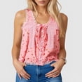 thumbnail image 2 of RMGVDSD Women's Summer Tank Tops Bohemian Style Lace Up Front Lace Vest Beach Button Up Top Sleeveless Mesh Chiffon Crop Top Clothing Temperament Blouses, 2 of 7