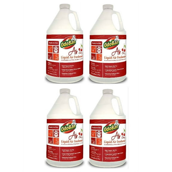 OdoBan Professional Cleaning Ready-to-Use Liquid Air Freshener, Cherry, 1 Gallon, 4-Pack