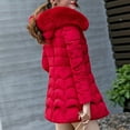 thumbnail image 5 of Hvyesh Women Puffer Jacket 2023 Winter Thicken Zipper Puffer Coat Warm Faux Fur Jackets Insulated Windproof Snow Parka Comfy Padded Jacket Red,M, 5 of 7