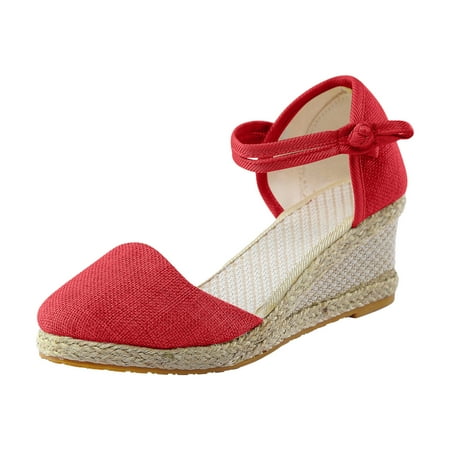 

Women Platform Wedge Sandals Wedge Sandals for Women Casual Summer Versatile Braided Buckle Wedge Sandals for Women Breathable Wedge Sandals
