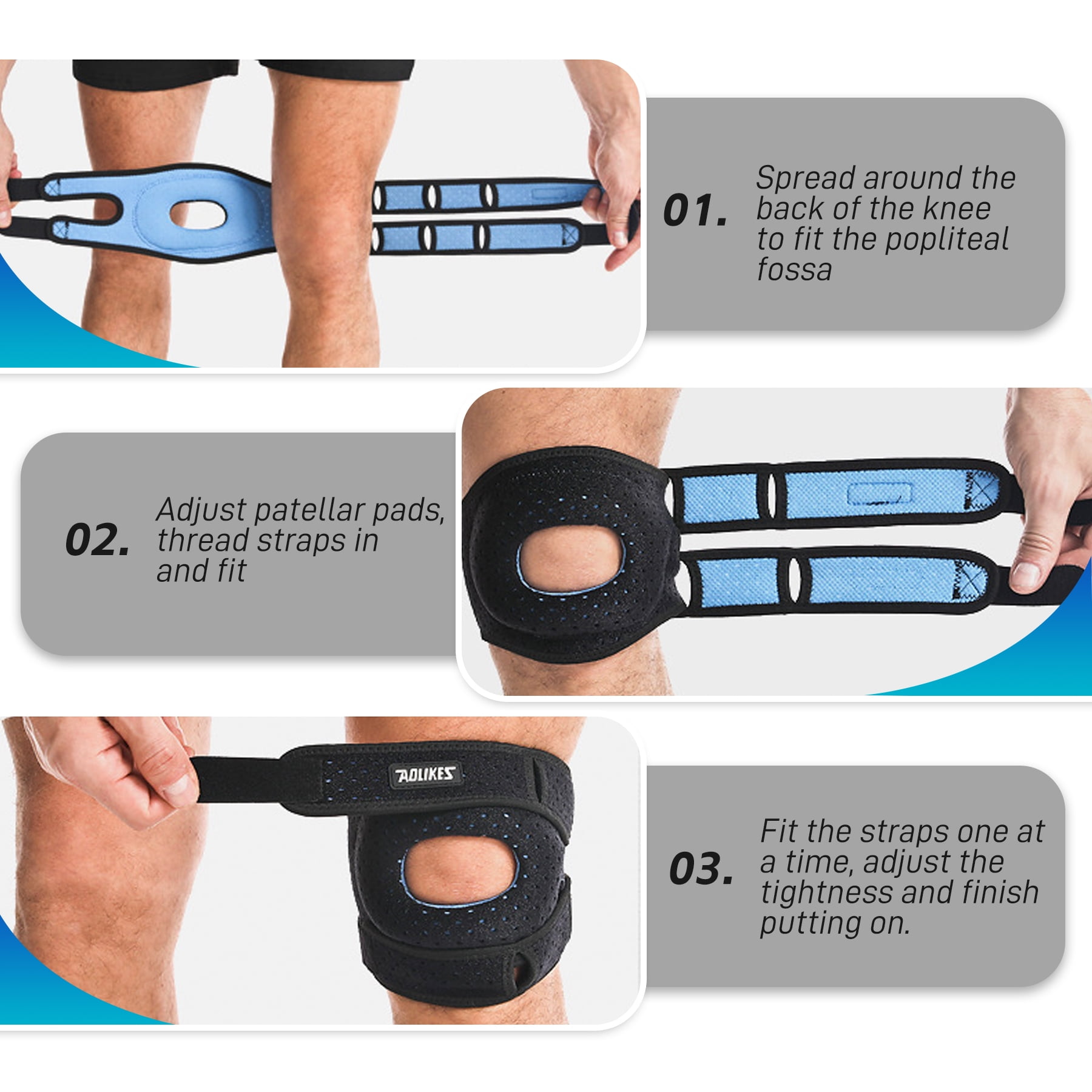 Ueasy Patella Knee Braces for Men Women, Compression Knee Sleeves Patella Stabilizer for Knee Pain Relief, Knee Support for Meniscus Tear Workout Sports Knee Protection for ACL Arthritis