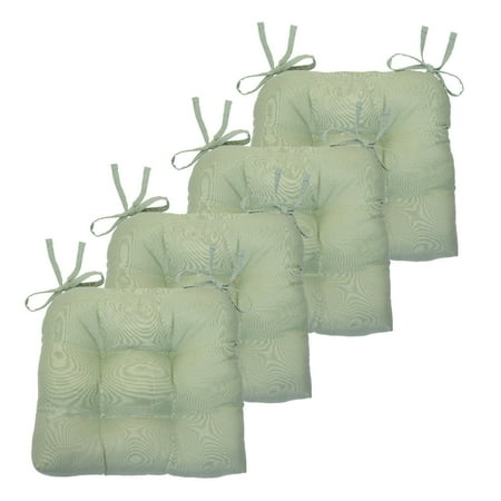 

Kate Aurora Country Living Plush Solid Colored Country Farmhouse Chair Cushions/Pads With Tear Proof Ties - 4 Piece Sage Green