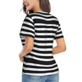 thumbnail image 3 of Vsdgher Black And White Stripes Women Shirts V Neck Short Sleeve Tops T-Shirt Basic Tees, S to 3XLSmall, 3 of 5