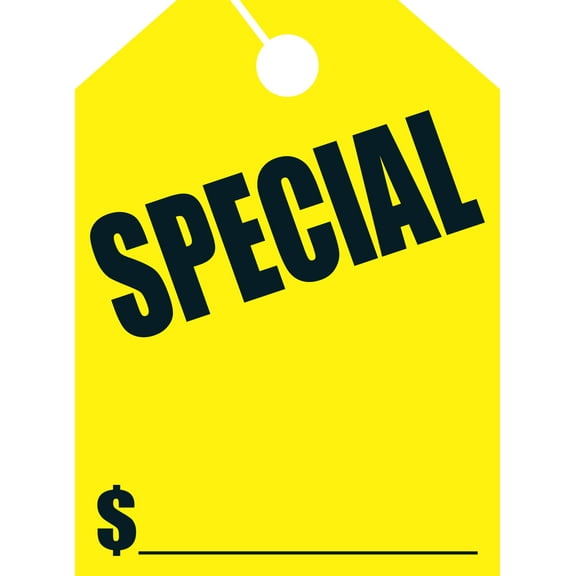 SSWBasics Mirror Hang Tags - Fl Yellow - "Special" - 8 1/2ʺW x 11 1/2ʺL - Pack of 50