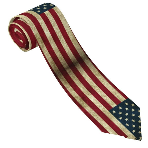 Retro Old America Flag Tie For Men Funny Neckties Fashion Gentleman Soft Comfortable Ties