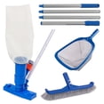 thumbnail image 1 of Kit de limpieza de piscina de lujo con aspiradora de piscina con chorro de spa, cepillo para piscina, red de espumadera semiprofunda y poste ajustable de 57,5 pulgadas, ideal para limpiar, 1 of 5