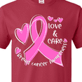 thumbnail image 4 of Inktastic Love, Care, Cure Breast Cancer Awareness Pink Ribbon T-Shirt, 4 of 5