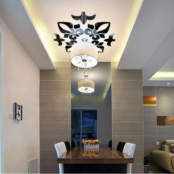 Vadktai Top Ceiling Light Acrylic Decorative Mirror Wall Sticker, Flower Acrylic Mirror Wall Sticker for living room, bedroom porch Décor