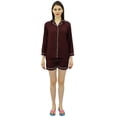 thumbnail image 3 of Bimba Button-Down Shirt With Elastic Waist Shorts 2 Pcs Full Sleeve Night Wear Set, 3 of 11