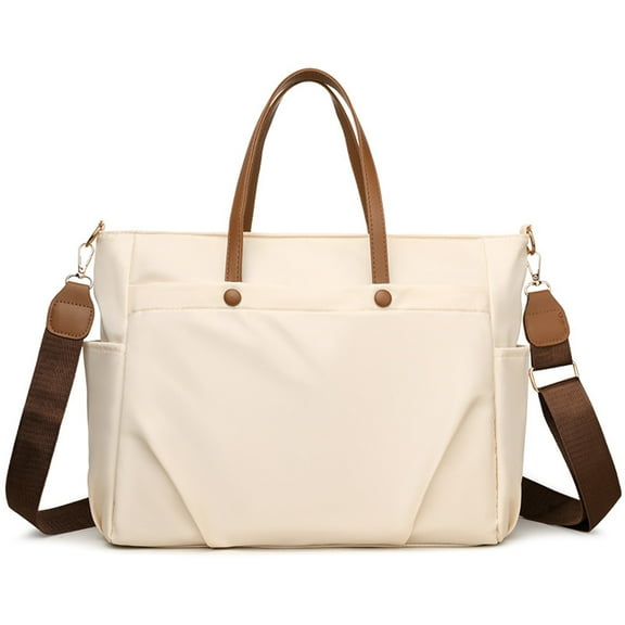 FAFA Laptop Shoulder Bag 13 Inch, Large Work Tote for Women, Lightweight Office Carrying Case Stylish Handbag for Business Travel (White)