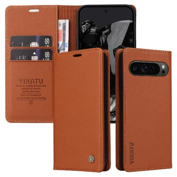 Funda para Google Pixel 9 Pro 5G Estuche de Cuero PU Tipo Cartera con Ranuras para Tarjetas y Cierre Magnético