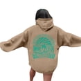 thumbnail image 1 of Pink Palm Puff Sudadera con capucha azul para mujer, Todo viene en olas 2024 Tops de manga larga con cordón Jersey con letras para adolescentes y niñas Camello XXL, 1 of 3
