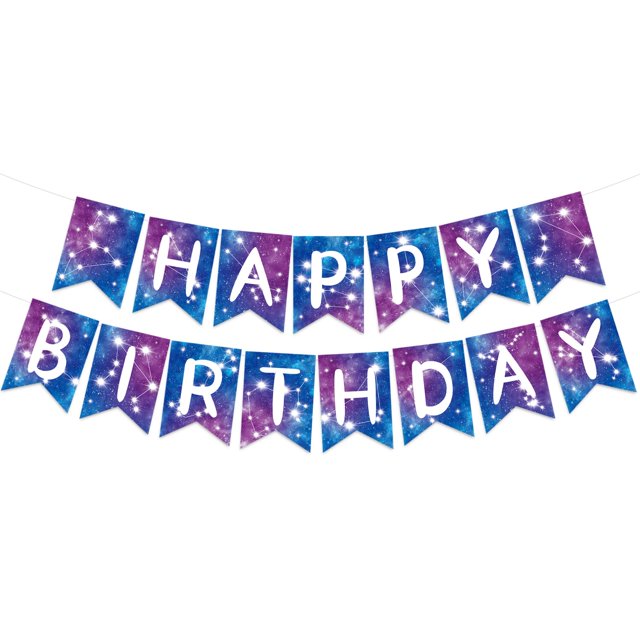 Banner de cumpleaños BHNACIER Galaxy Space Astrology Party