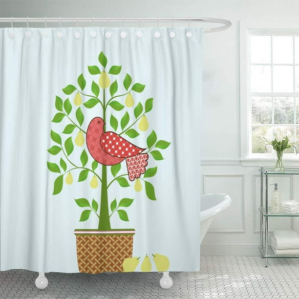 Cynlon Whimsical A Partridge In Pear Tree Christmas Bird Basket Dove Bathroom Decor Bath Shower Curtain 60x72 Inch Walmart Com Walmart Com