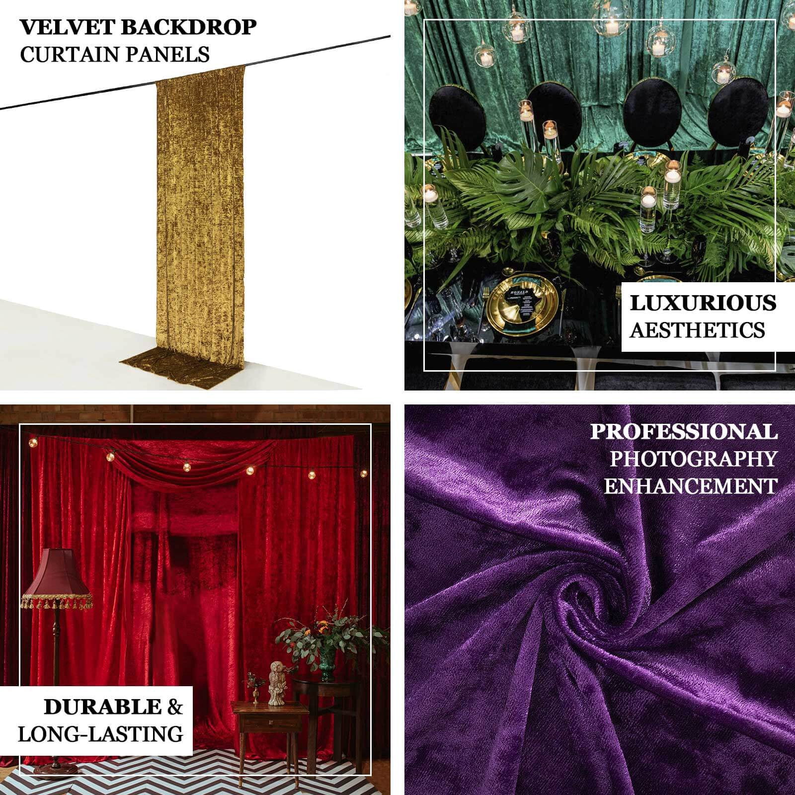 Efavormart Gold Premium Smooth Velvet Divider Backdrop Curtain Panel, Privacy Photo Booth Event Drapes with Rod Pocket - 5ftx12ft