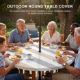 thumbnail image 3 of Round Outdoor Tablecloth with Umbrella Hole and Zipper, Beige Grey Striped Tablecloth with Elastic Waterproof, Minimalist Farmhouse Stripe Patio Table Covers for 55" - 60" Picnic Pool Tables, 3 of 9