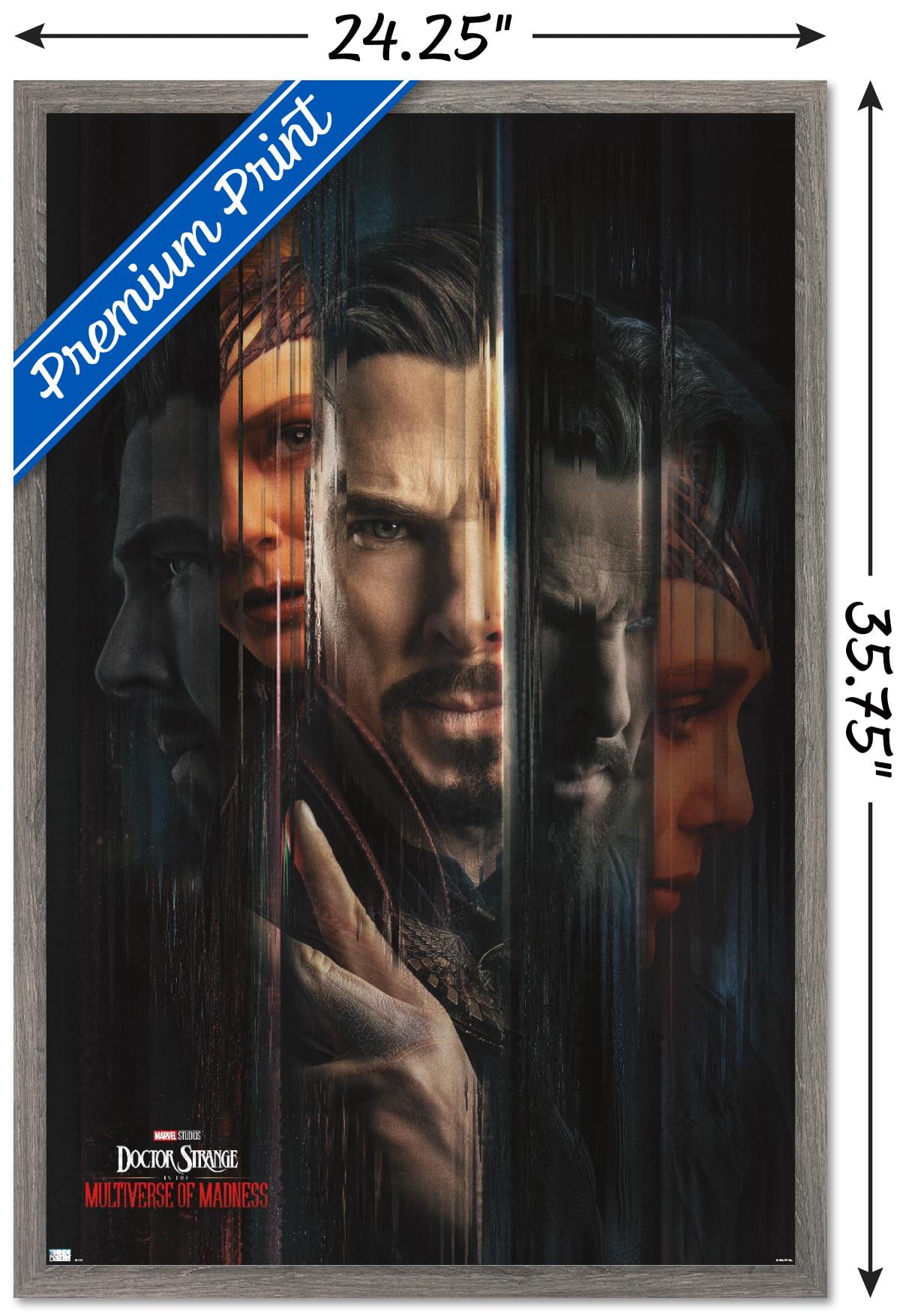 Marvel Doctor Strange in the Multiverse of Madness - Teaser One Sheet Wall Poster, 22.375" x 34" Framed
