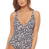 JESSICA SIMPSON Leopard Cool Cats V-Wire Tankini Swim Top, US Large, NWOT