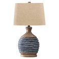 thumbnail image 1 of Benjara BM231950 Fabric Shade Table Lamp with Textured Base, Beige & Grey, 1 of 5