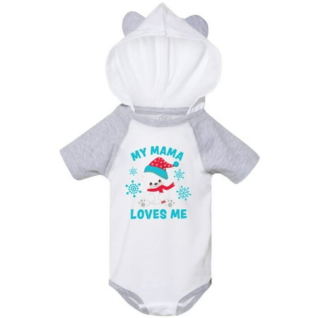 

Inktastic Polar Bear My Mama Loves Me in Santa Hat with Snowflakes Gift Baby Boy or Baby Girl Bodysuit