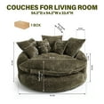 thumbnail image 3 of Aukfa 55" Oversized Round Chaise Lounge Chair, Fluffy Deep Seat Cloud Floor Sofa, Modern No Assembly Couch, Olive, 3 of 8
