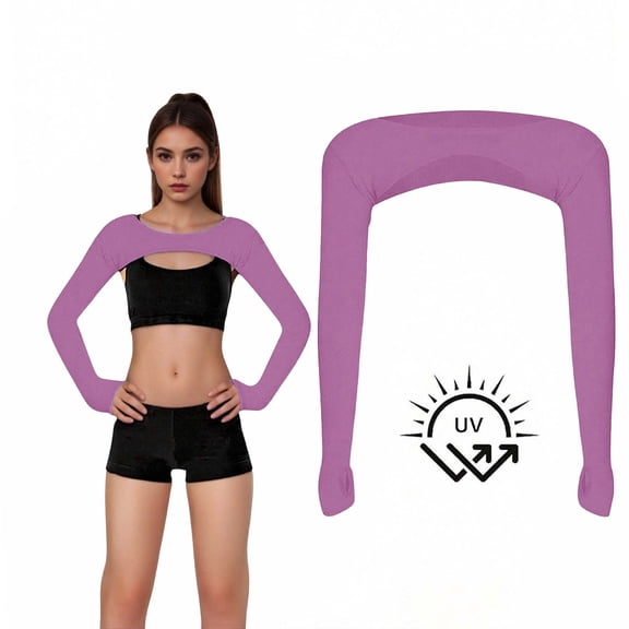 QSAWXQZ Women's UV Protection Bolero Shrug Cooling Arm Sleeves Cropped Athletic Cover Up with Thumb Hole Breathable Stretchy for Running Tennis Sports Free Size