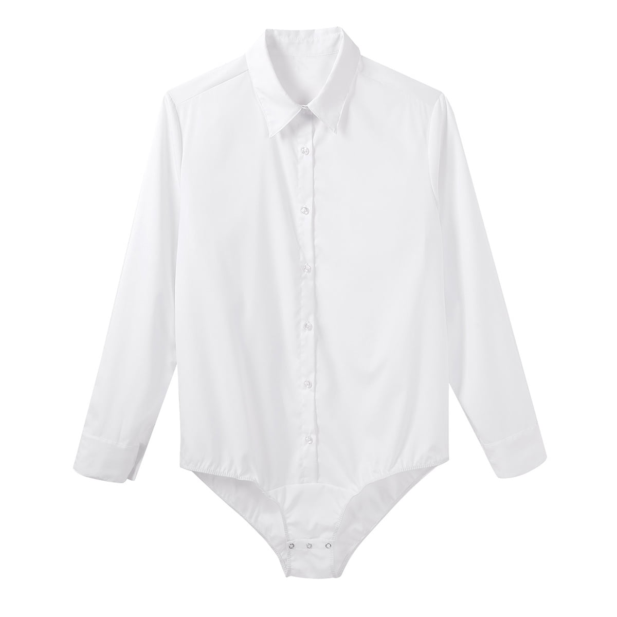 dress shirt onesie for adults YONGHS Mens One Piece Long Sleeves Turn-down Collar Button Down Casual Bodysuit  Dress Shirt Tops White XL