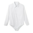thumbnail image 5 of YONGHS Mens One Piece Long Sleeves Turn-down Collar Button Down Casual Bodysuit Dress Shirt Tops White M, 5 of 7
