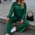 thumbnail image 5 of YUGYXL Women's 2 Piece Outfit Solid Color Lightweight Long Sleeve Tee Top and Wide Leg Pants Sets Casual Sweatsuit Tracksuit, 5 of 8