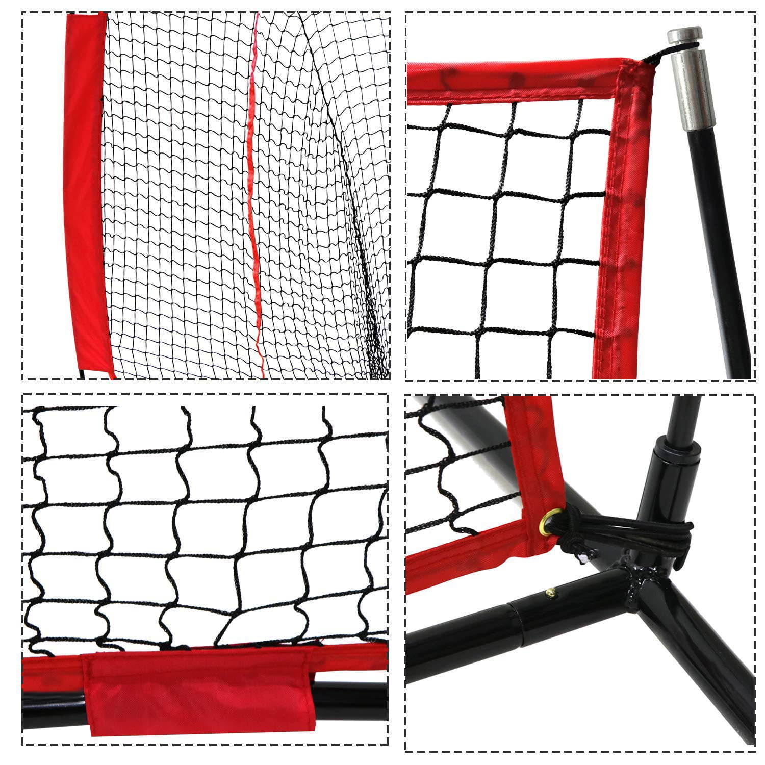 Red Baseball 7 x 7' Net Practice Hitting Pitching Batting and Catching with Bag