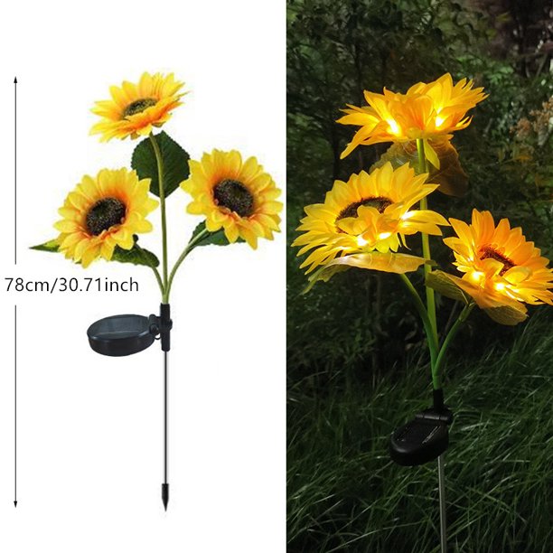 3 cabezas 1 cabeza Solar simulación girasol luces LED jardín patio césped luces de noche paisaje lámpara decoración Navidad flor luz
