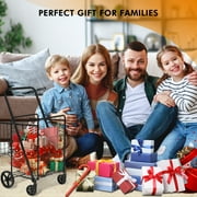 Naipo Folding Shopping Cart with Wheels and Double Basket Folding Utility Shopping Cart with Waterproof Removable Lining Portable Lightweight Trolley 180 LBS Capacity for Grocery Laundry