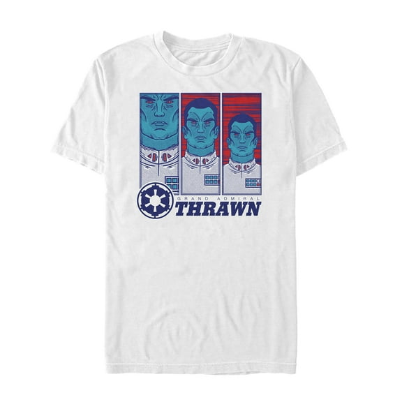 Men's Star Wars Grand Admiral Thrawn Panel Graphic Tee White Small