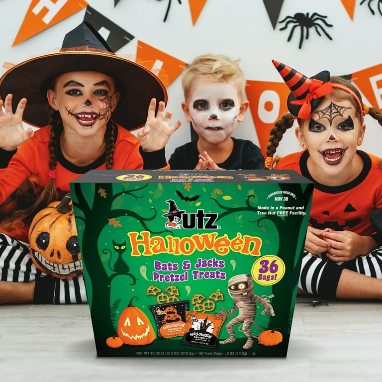 Utz Halloween Bats and Jacks Pretzel Treats, 0.5 oz, 36 Count